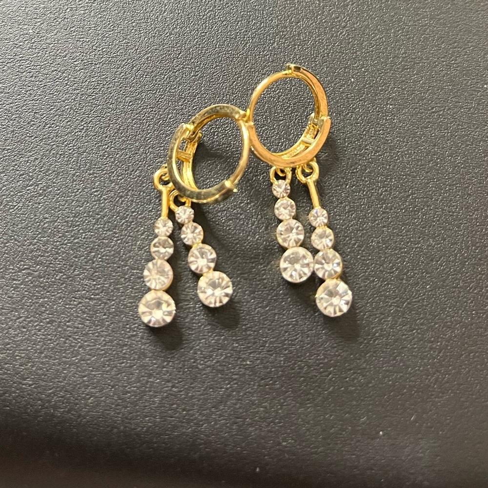 Gold Hoop Earrings with Crystal Dangle - Elegant Women's Jewelry